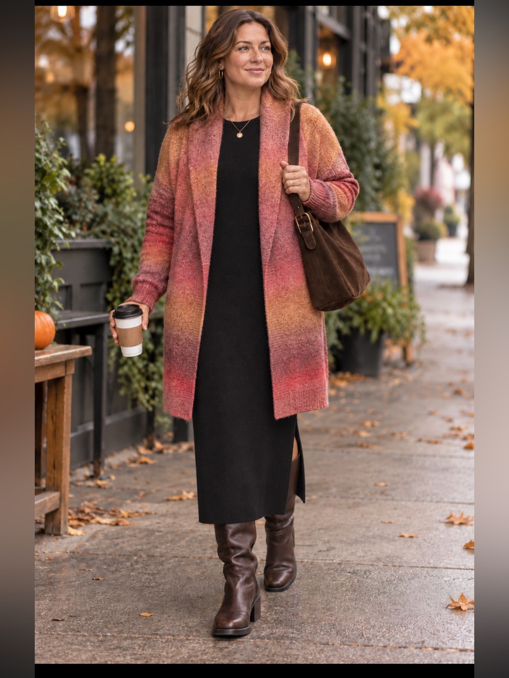 Boho Ombre Cardigan Shawl Collar Cozy Layering Sweater xl